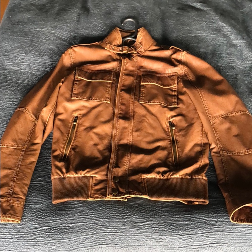 Brown Italian faux leather jacket